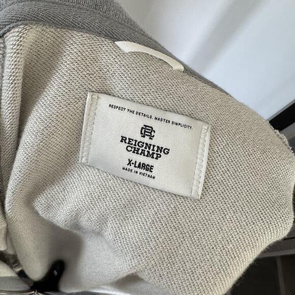 Reigning Champ Midweight Terry Grey Full Zip Up Hoodie XL Slim Sweatshirt Jacket - Picture 6 of 7